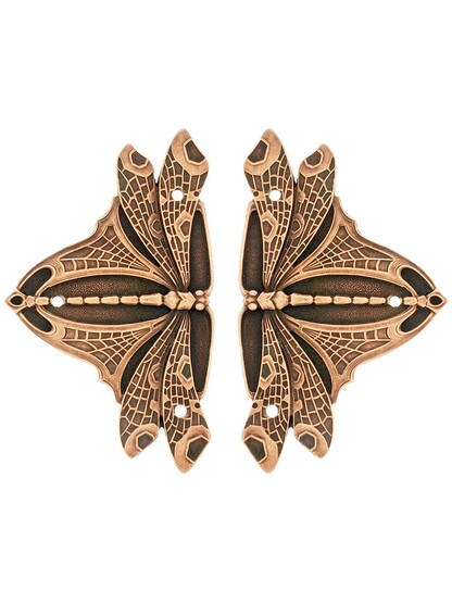 Dragonfly Hinge Plates - 1 1/2 inch x 2 1/2 inch in Antique Copper.